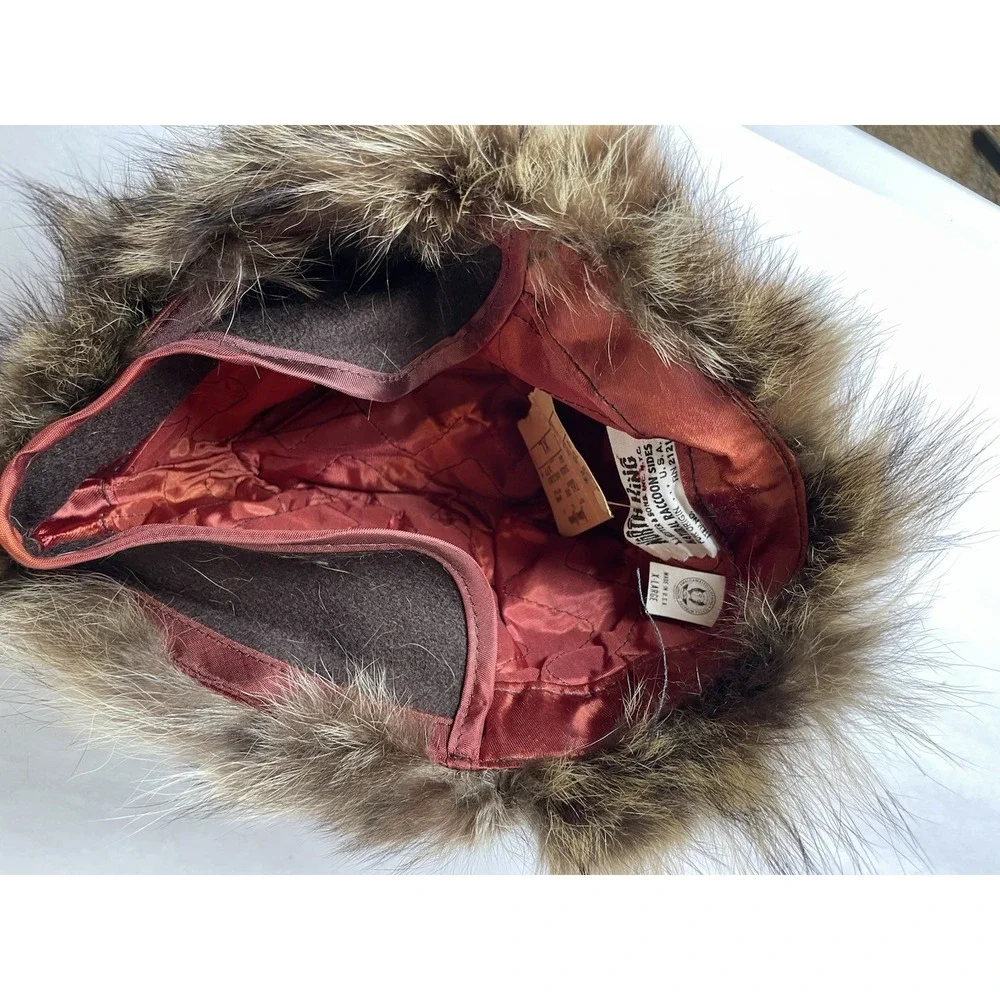 Natural Racoon Sides Fur Hat North King J.J Seifter & Sons Inc Union Made XL VGT